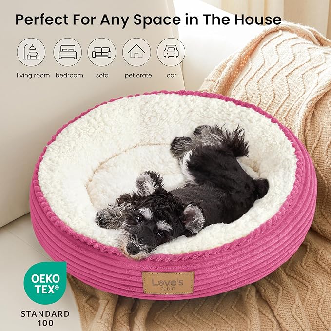 Love's cabin Round Donut Cat and Dog Cushion Bed, 24in Pet Bed - Image 6