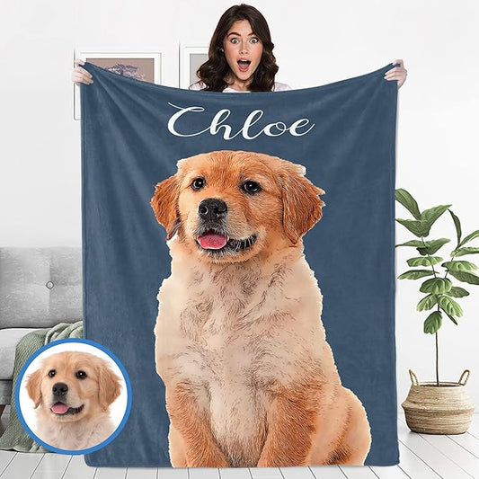 Personalized Pets Blanket with Photos, Custom Dog Blanket by Ecautly