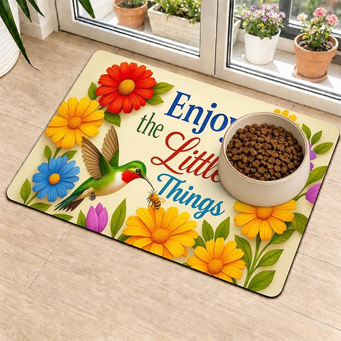 HOMETITUTE Cat Food Mat 20" x 12", Non Slip Dog Cat Food Mat - Image 2