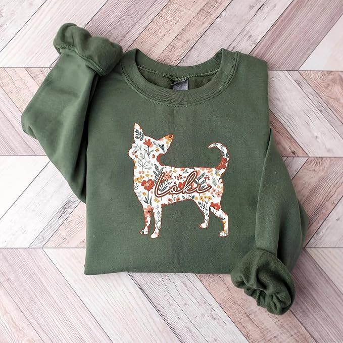 Custom Chihuahua Dog Lover Sweatshirt, Personalized Floral Breed Owner Gift - Image 2