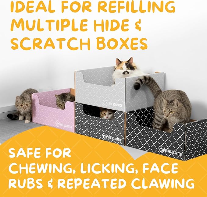 Hide & Scratch Cat Scratcher Pad – 2 Pack | Double-Sided Cardboard Refills - Image 8