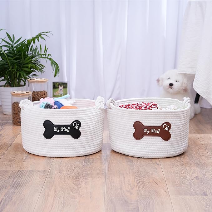 JUPPE Pet Dog Basket with Personalized Name, Dog Toys Storage Organizer Custom - Image 5