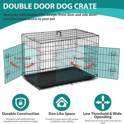 48 Inch Extra Large Dog Crates for Medium Dogs Double-Door Folding XXL Dog - Image 3