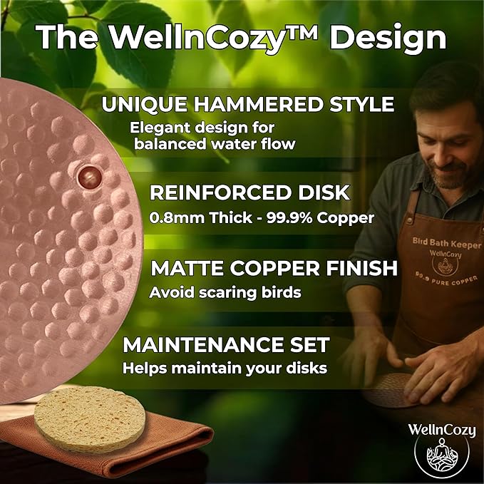 Copper Disc for Bird Bath & Maintenance Set, 99.9% Pure Copper Plate 0.8mm - Image 2