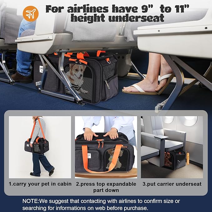 pidipiti 18.5x13x9 TSA Approved top Expandable Soft Sided pet Carrier - Image 2