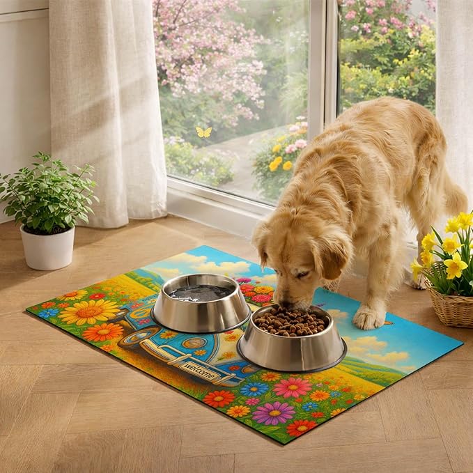 HOMETITUTE Cute Cat Feeding Mat 20" x 12", Non Slip Dog Cat Food Mat - Image 4