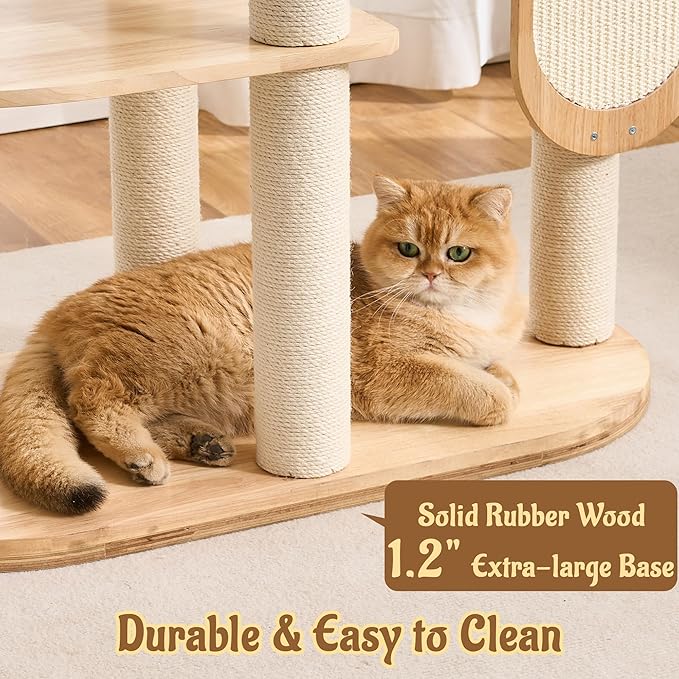 Modern Solid Wood Cat Tree for Indoor Cats Up to 15lbs, Scratcher & - Image 8