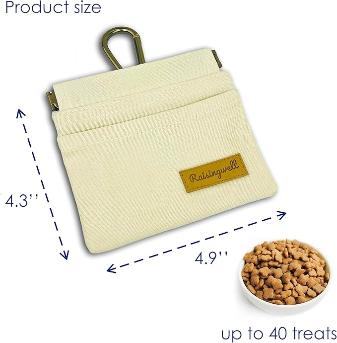 Raisingwell Dog Treat Pouch, Lvory Pocket Sized Pet Training Pouch, Cotton - Image 2