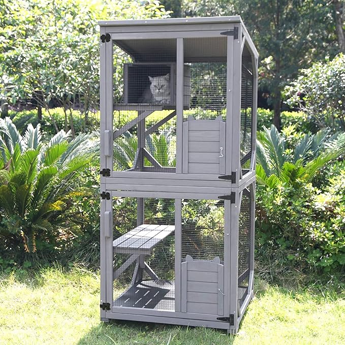 Aivituvin Cat House Outdoor Cat Catio Wooden Large Enclosure by Aivituvin