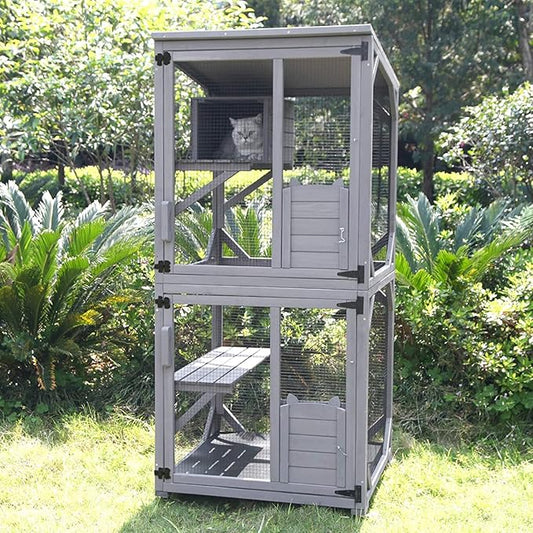 Aivituvin Cat House Outdoor Cat Catio Wooden Large Enclosure by Aivituvin