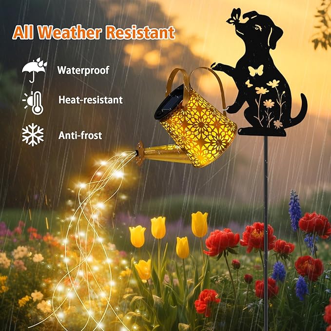 Solar Watering Can Lights, Dog Hanging Lantern Solar Lights Outdoor, Dog Lover - Image 3