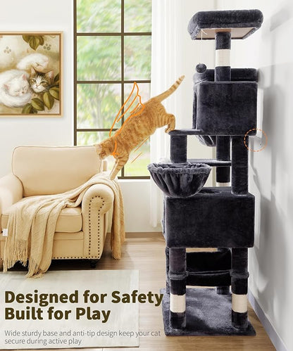 AMHANCIBLE 70 Inch Cat Tree for Large Cats, Tall Heavy Duty Kitty Playhouse - Image 4