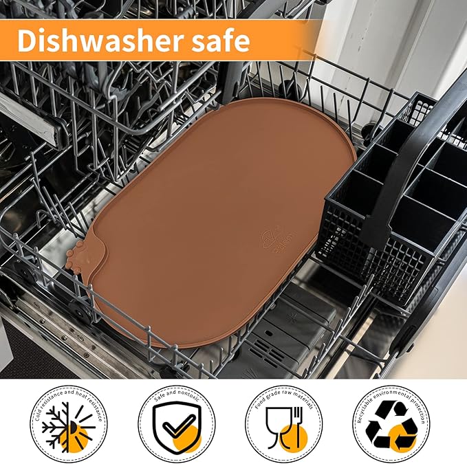 KPWACD Pet Placemat for Dog and Cat, Waterproof Silicone Dogs Feeding Bowl Mat - Image 8