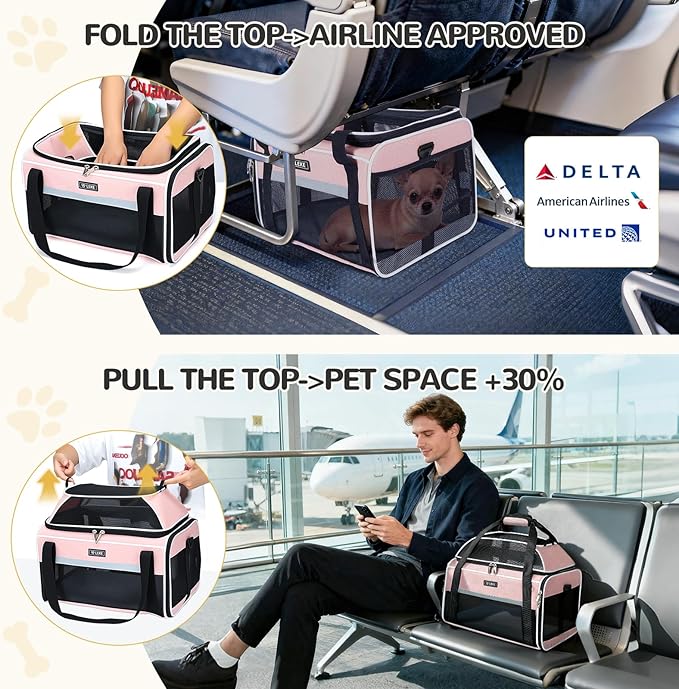 Lekereise Top-Expandable Pet Carrier 18x11x11Inch Delta American United Airline - Image 5
