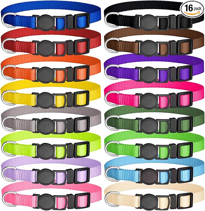 16 PCS Puppy Collars, Safety Buckle Collars by Mtliepte