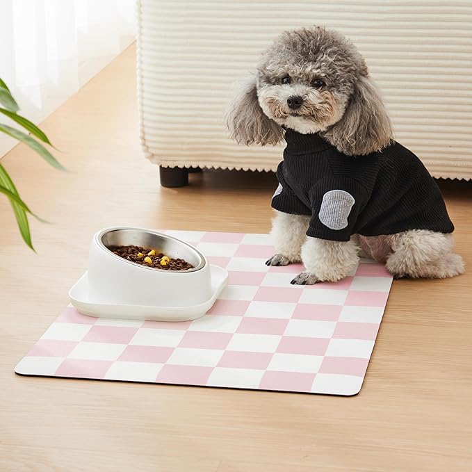 Checkered Dog Feeding Mat, Absorbent Mats - Image 2
