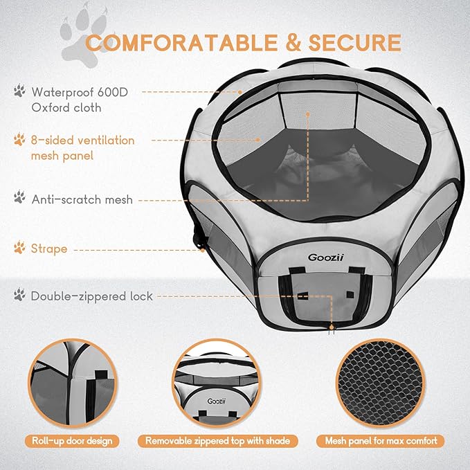 Goozii Pet Cat Playpen for Indoor Cats Enclosed, Puppy Dog Play Pen for Outdoor - Image 4