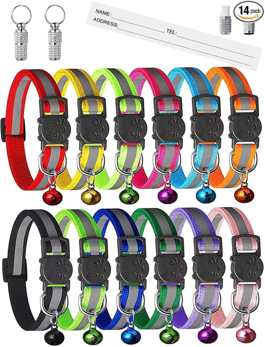 Extodry 14 Pack Set Kitten Collars Breakaway by ExtodryPremiumCatCollarswithbell
