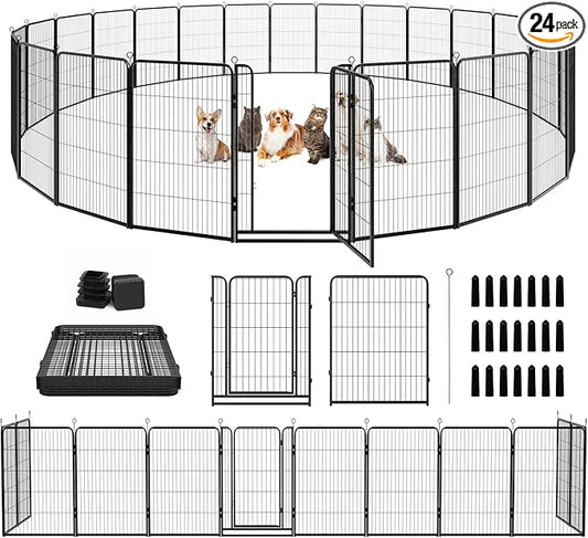 Kfvigoho Dog Playpen Outdoor Extra Wide 24 Piece Panels Heavy Duty Dog Fence by Committedtobetterpetlife