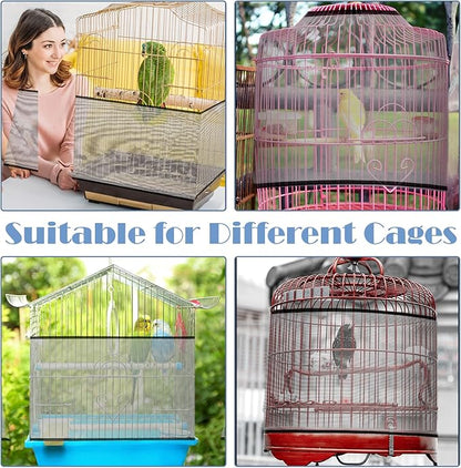 Trinkrittey Adjustable Bird Cage Seed Catcher Net Cover Elastic Band Mesh Cover - Image 5