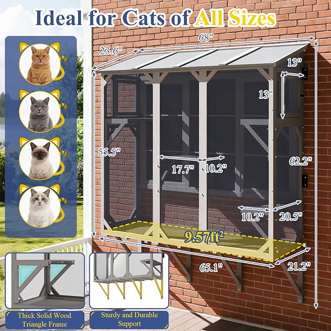PetsCosset Cat Window Box Wooden Window Catio - Image 8
