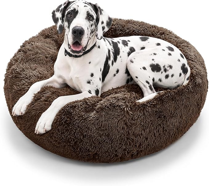 JOLLYVOGUE Dog Beds Large Sized Dog, Calming Anti-Anxiety Dog Bed, Fluffy Donut by JOLLYVOGUE