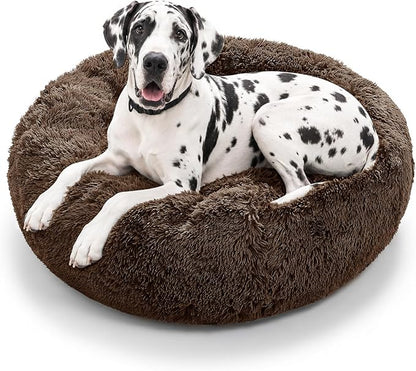 JOLLYVOGUE Dog Beds Large Sized Dog, Calming Anti-Anxiety Dog Bed, Fluffy Donut by JOLLYVOGUE