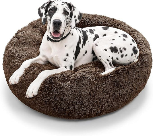 JOLLYVOGUE Dog Beds Large Sized Dog, Calming Anti-Anxiety Dog Bed, Fluffy Donut by JOLLYVOGUE