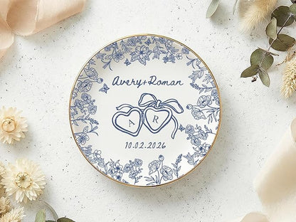 LOVELYPOD Personalized Floral Engagement Trinket Tray, Custom Couple Name - Image 5