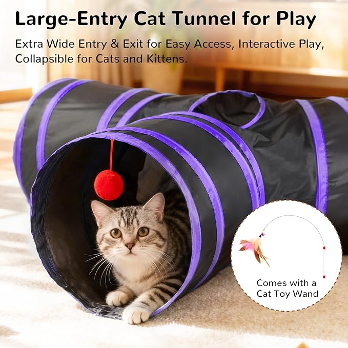 Tempcore Cat Tunnel for Indoor Cats, 3-Way Collapsible Play Tunnel - Image 4