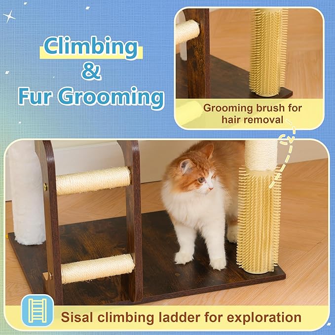 Hey-brother Wooden Cat Tree, 69.7 inch Cats Furniture Tower - Image 6