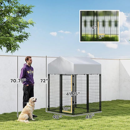 PawHut Outdoor Dog Kennel with Roof, UV-Resistant & Waterproof Cover, - Image 7