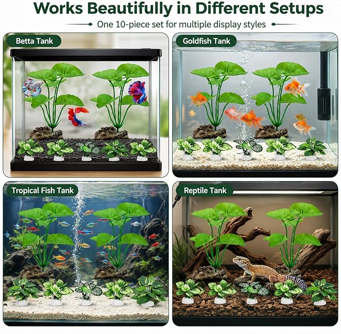 10 Pack Silk Aquarium Plants Fish Tank Decorations - Image 8