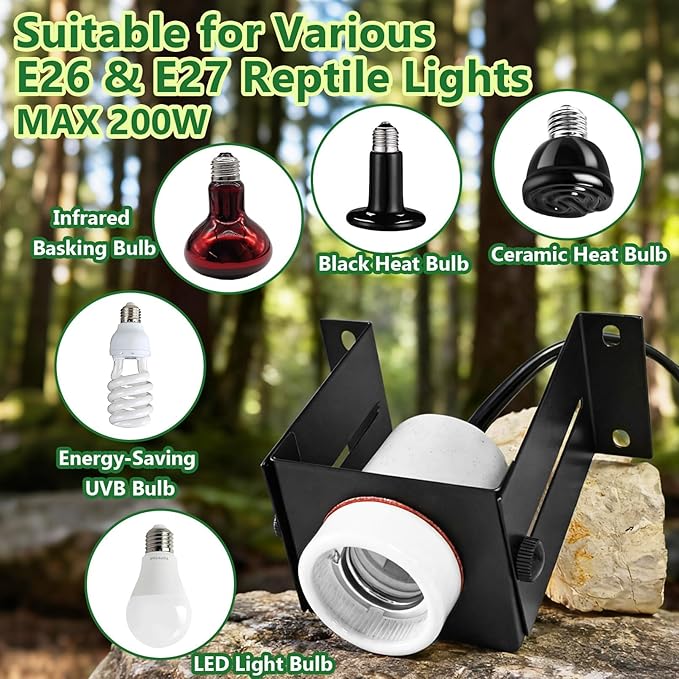Reptile Light Fixture, Reptile Terrarium Heat Lamps Holder Bracket - Image 6