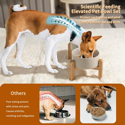 PTOBER Elevated Ceramic Dog Bowl Set - Image 4