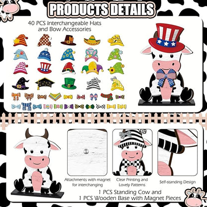 42 Pcs Summer Lemon Interchangeable Cow Figurine Farmhouse Holiday Cow Office - Image 3