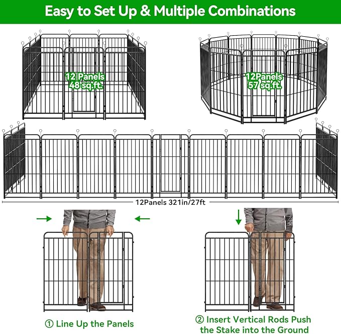 Kfvigoho Heavy Duty Dog Playpen: 12 Steel Panels 47" Height, Square Steel Pipe - Image 7
