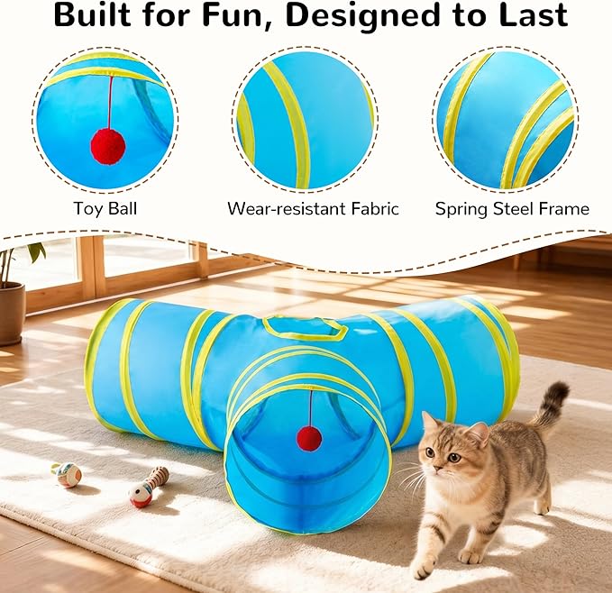 Tempcore Cat Tunnel for Indoor Cats, 3-Way Collapsible Play Tunnel - Image 5