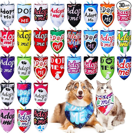 Huhumy 30 Pcs Adopt Me Dog Bandanas Bulk Pet Bibs Colorful Triangle Scarf Pet by Huhumy