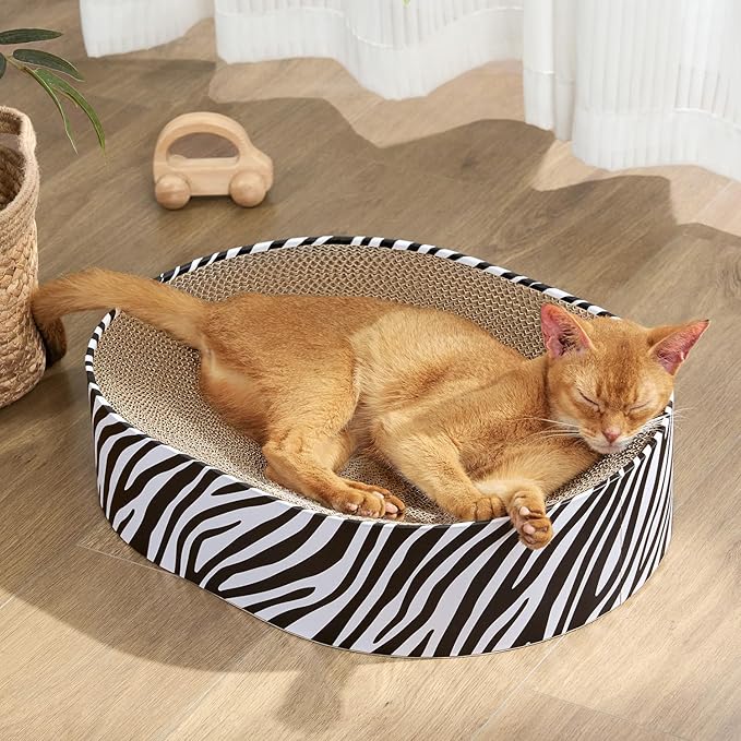 Conlun Oval Cat Scratcher Bed, 2-in-1 Cat Scratching Board, Natural Corrugated by Conlun