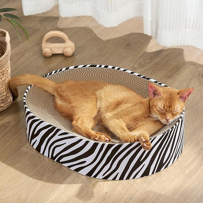 Conlun Oval Cat Scratcher Bed, 2-in-1 Cat Scratching Board, Natural Corrugated by Conlun