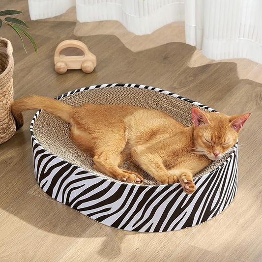 Conlun Oval Cat Scratcher Bed, 2-in-1 Cat Scratching Board, Natural Corrugated by Conlun