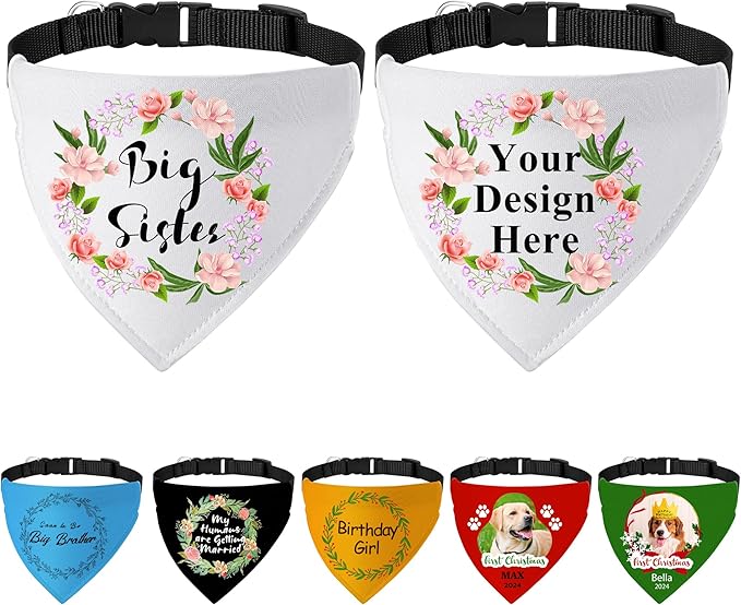 Personalized Dog Bandanas with Buckle Name Photo Logo Custom Neckwear Dog Scarf by FAMIPAWS