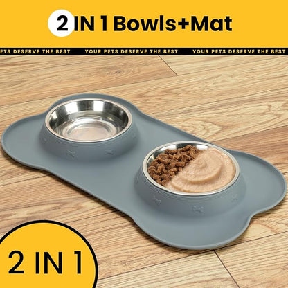 Conlun Dog Bowls with Silicone Feeding Mat, No Spill Food Water Dish Set - Image 8