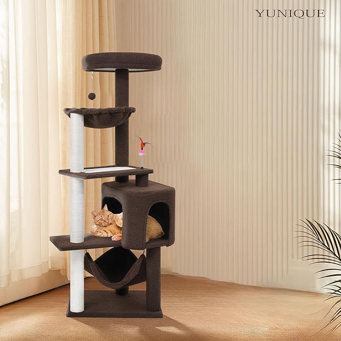 YUNIQUE Cat Tree with Cat Condo Scratch Posts Scratch Tablet and Big Hammock - Image 4