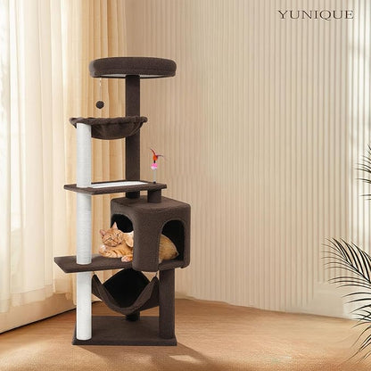 YUNIQUE Cat Tree with Cat Condo Scratch Posts Scratch Tablet and Big Hammock - Image 4