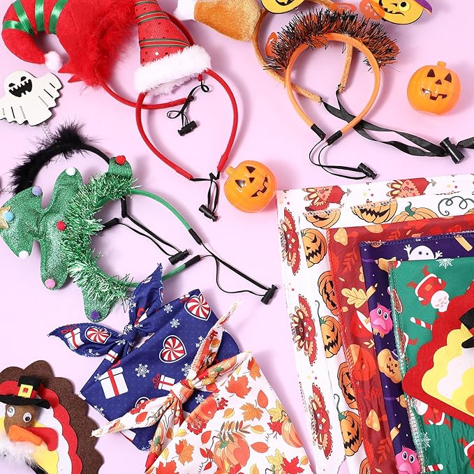 Huhumy 9 Set Christmas Dog Costume Christmas Thanksgiving Holiday Pet Headband - Image 4