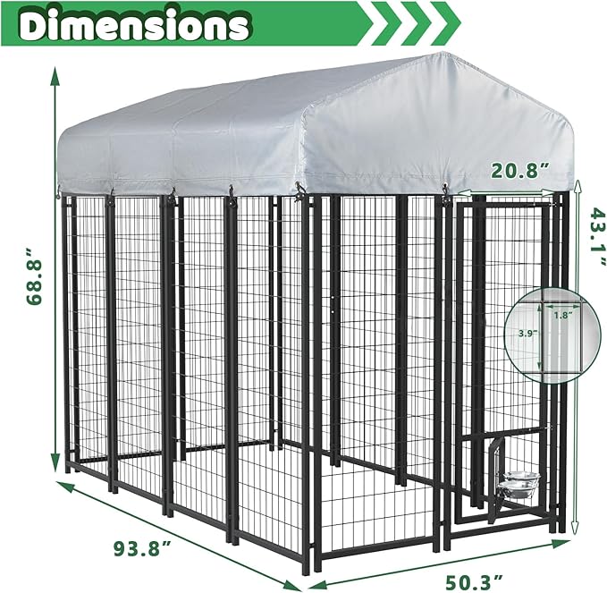LEMBERI Heavy Duty Large Outdoor Dog Kennel 8x4x6 FT, Escape-Proof Dog Run - Image 2