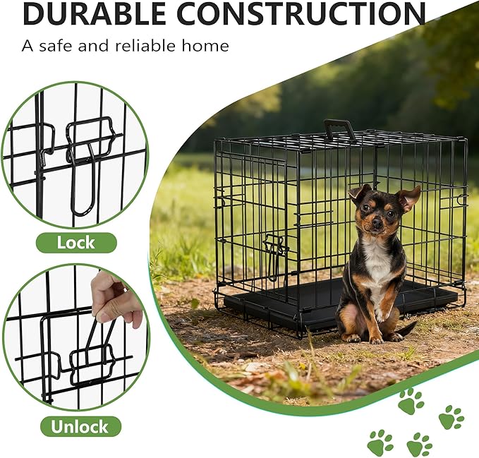 FDW Dog Crate 18-Inch Dog Cage Foldable Metal Kennel - Image 3
