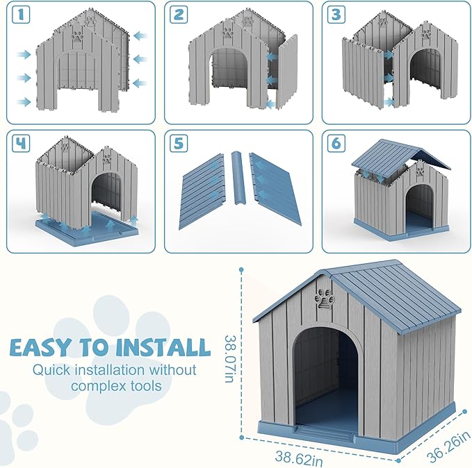 EFU Large Dog House Outdoor Indoor, Waterproof Dog House - Image 6